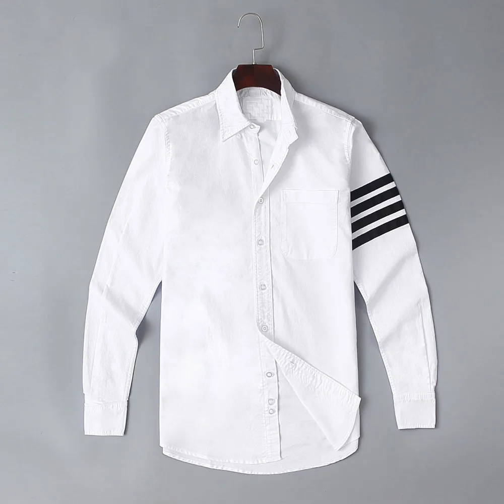 Новинка 19ss мужские оксфорды классические черные полосатые модные хлопковые повседневные рубашки рубашка Высокое качество карман с длинными рукавами Топ M 2XL# G72