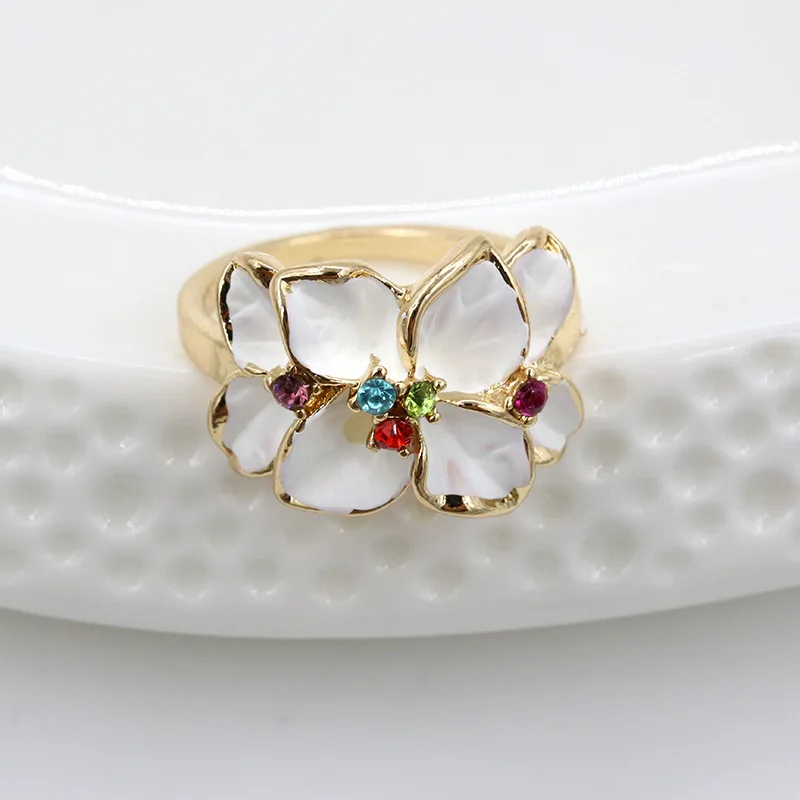 Кольца Стразы с кристаллами золотого цвета Женское кольцо цирконом ювелирные