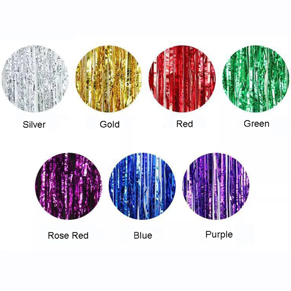 1*2 м вечерние фоны с фольгированным краем блестящие занавески от дождя Вечерние