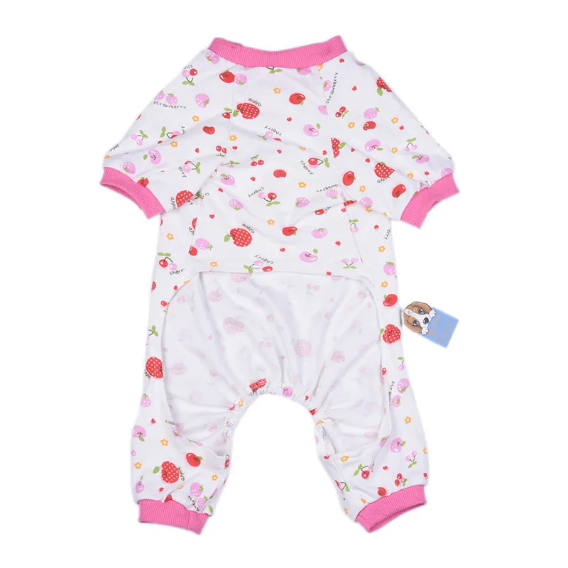 Cotton Jumpsuits Pink cherry pattern clothes for Pet Dog Cute Cherry Design Soft Cloth Puppy Clothing Clothes|dog puppy clothing|dog dogsjumpsuit dog