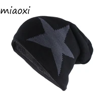 miaoxi new big star winter warm hat for men women knitted wool beanies skullies lady brand colors gorros skull bonnet