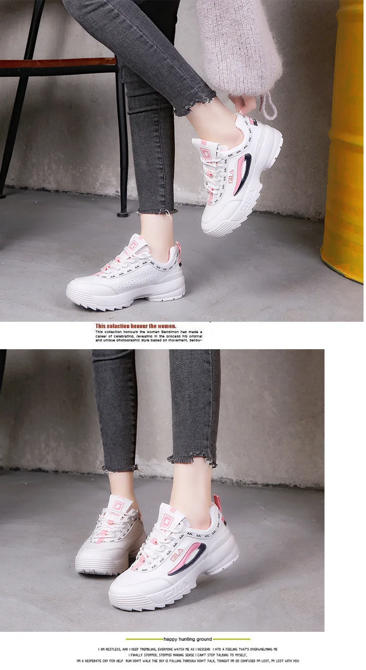dad shoes new fashion lace-up round-toe breathable plaftorm sneakers dad sneakers women white shoes casual shoe