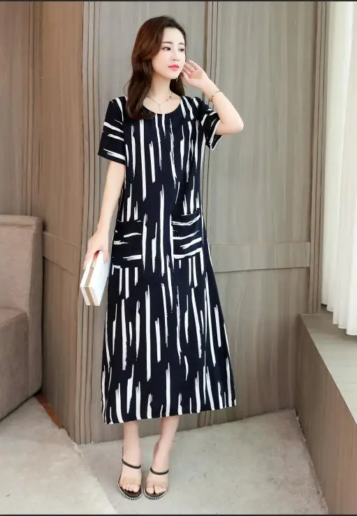 3 vestido de festa платье женское летнее Модное Новое Женское хлопковое Цветочное платье с круглым вырезом и коротким рукавом размера плюс - Цвет: 3