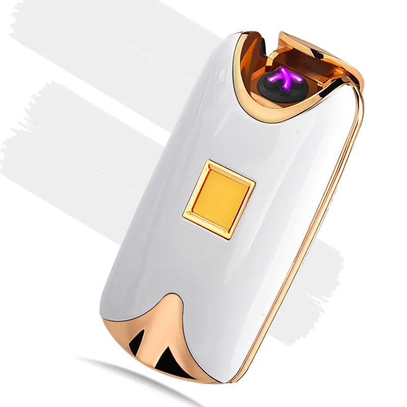 Интеллектуальная USB дуговая Зажигалка двойная огненная дуговая Зажигалка Индукционная зарядка отпечатков пальцев металлическая ветрозащитная без газа для курильщиков, сигареты в подарок - Цвет: 5