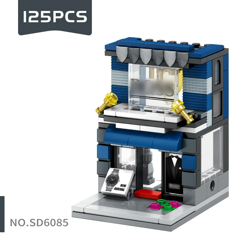 SD6028 125 PCS Строительный блок DIY мини-уличный вид сборка город мини-уличный магазин игрушек розничный магазин KFCE McDonald для детей обучающая игрушка - Цвет: SD6028 125 PCS
