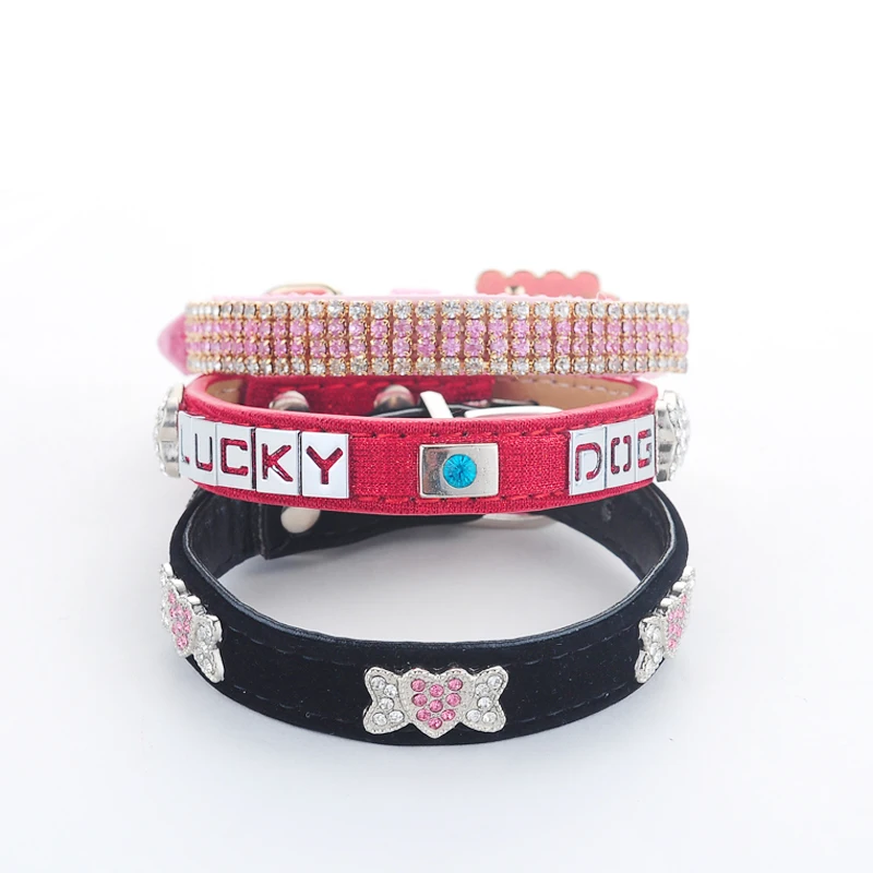 Из искусственной кожи ошейник Роскошные костяного Стразы особый дизайн