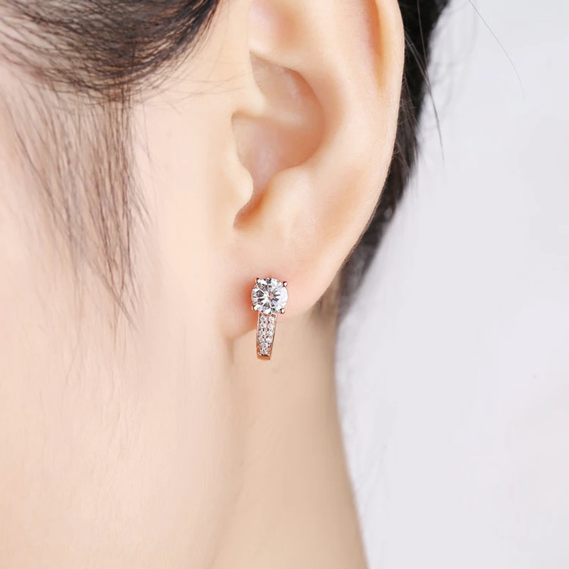 Женские серьги Клипсы из розового золота с муассанитом 18 К 0 5 карат|clip earrings|earrings