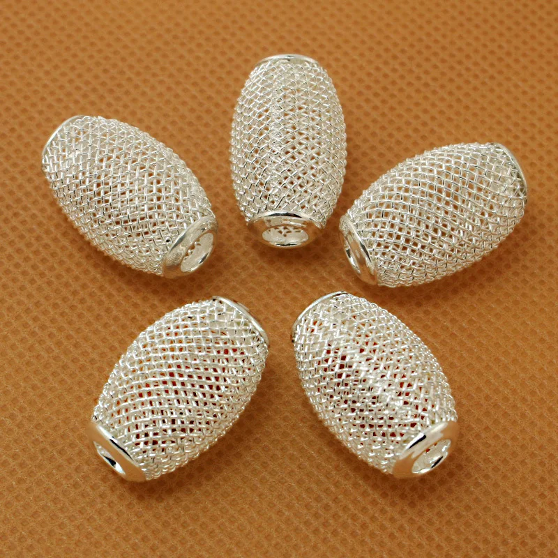 20 шт./лот серебряный цвет овальная форма 14x22 мм большие отверстия сетка
