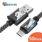 Кабель Micro USB TIEGEM 2A для быстрой зарядки, 50 упаковок, USB-кабель для передачи данных, мобильный телефон зарядный кабель для Samsung, Xiaomi, Huawei, кабель для Android