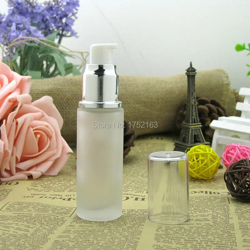 Оптовая продажа матовые стеклянные бутылки 30 мл с блестящими серебряными