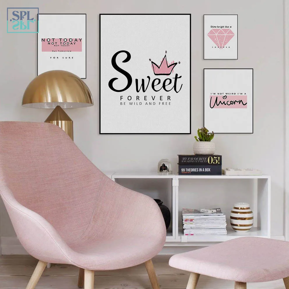 SPLSPL модный розовый милый плакат с ромбовидными кавычками Декор для комнаты