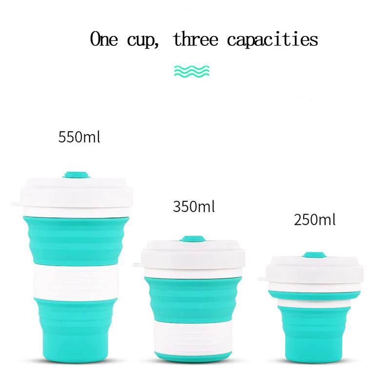 550 мл складной силиконовый чехол для кружки Складная кружка с крышкой походная кружка для воды кофейная кружка спортивная для питья вода бутылка для питья инструменты