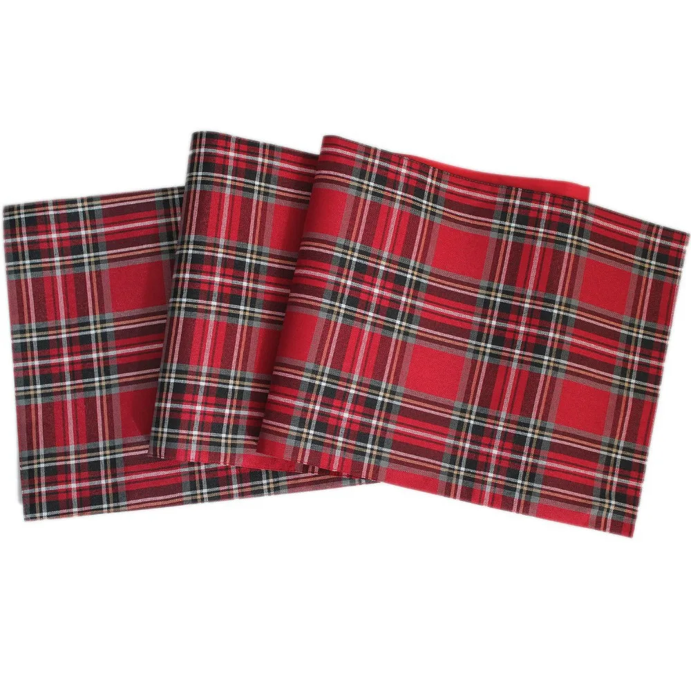 Бесплатная доставка акция скатерть из 100% полиэстера в шотландскую клетку|table runner