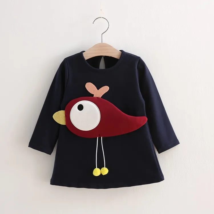 

New Hot Children Girl Spring Autumn dress for girls Children Sweatshirt Dress 3D Bird Cotton Dresses