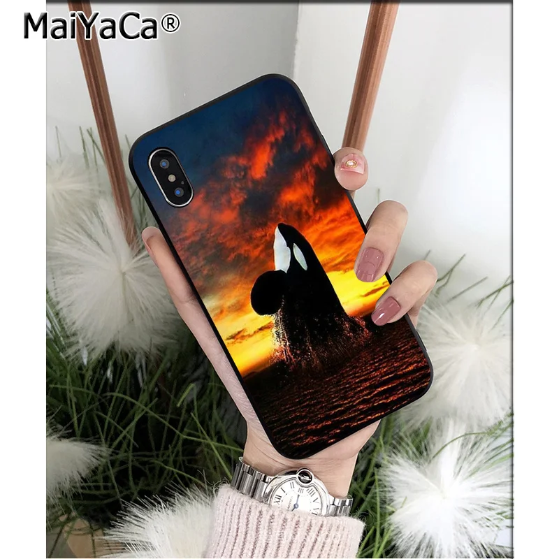 Силиконовый мягкий черный чехол MaiYaCa для iPhone X XS MAX 6 6S 7 7plus 8 8Plus 5 5S XR|Чехлы-накладки|