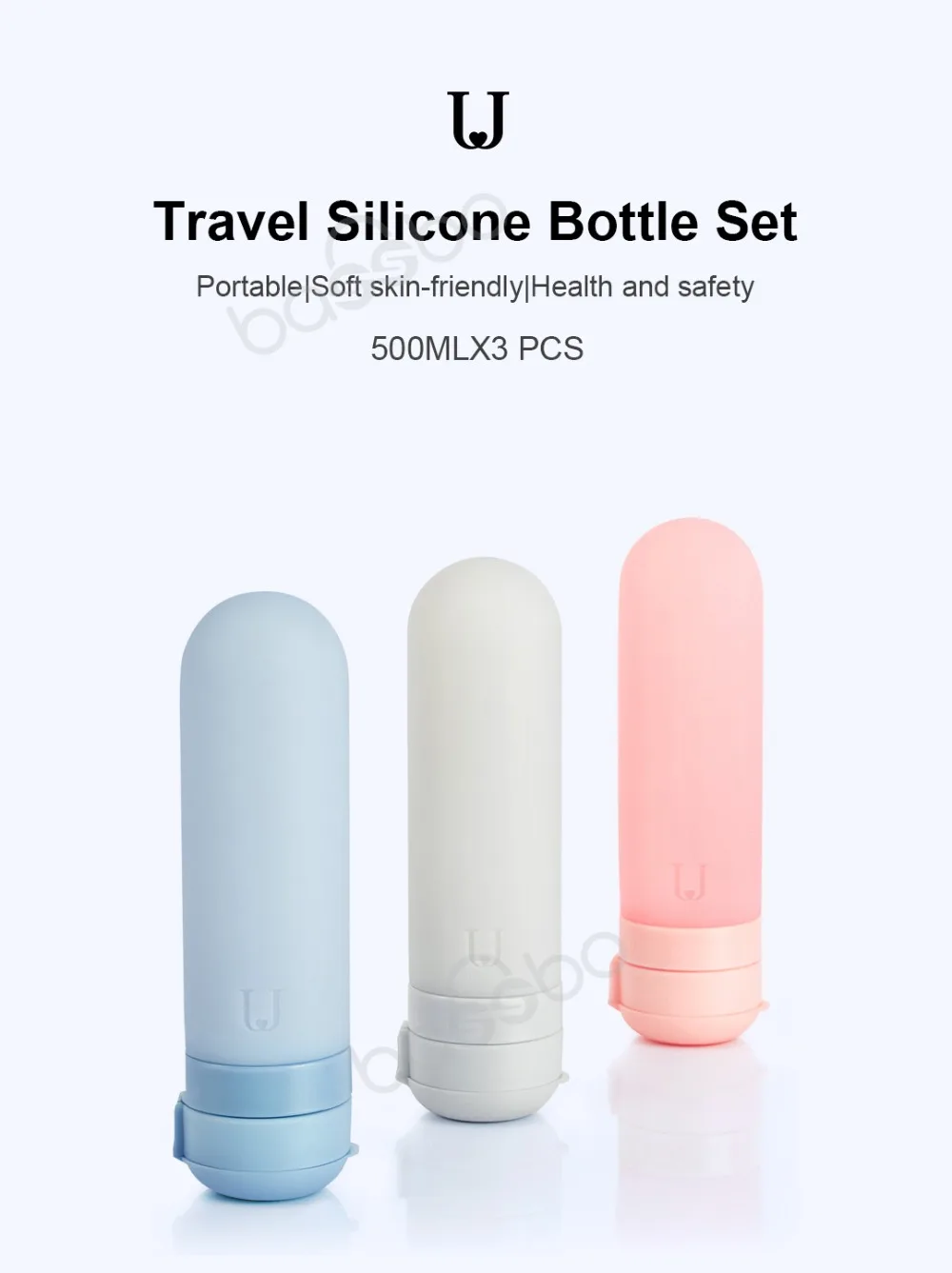 50 мл*3 шт. Xiaomi U Travel Sub бутылка силиконовая портативная дорожная Бутылка пищевой безопасности силиконовая дорожная Бутылка для путешествий для семьи путешествия.синий розовый серый