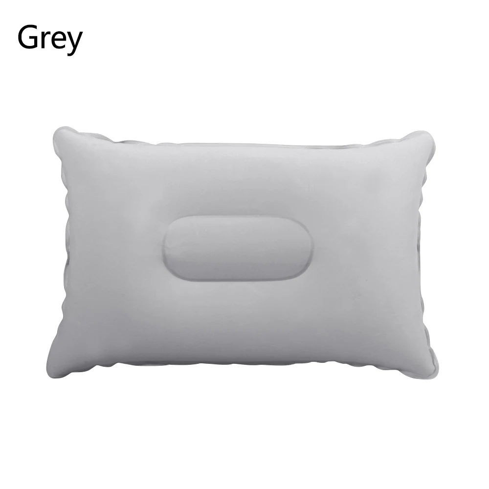grey 1 шт. наружная портативная воздушная надувная подушка, складная двухсторонняя Флокированная подушка для отдыха, подушка для сна для путешествий, горячая Распродажа по всему миру - Цвет: grey
