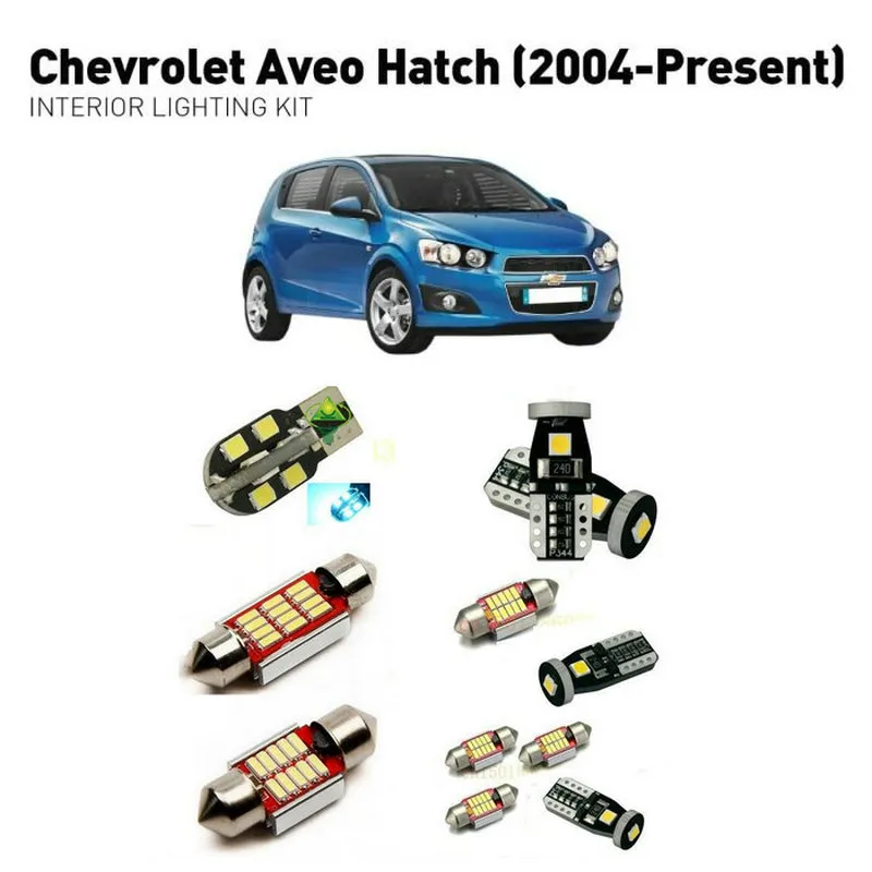 Светодиодные интерьерные лампы для Chevrolet aveo hatch 2004 + 11 шт. светодиодные