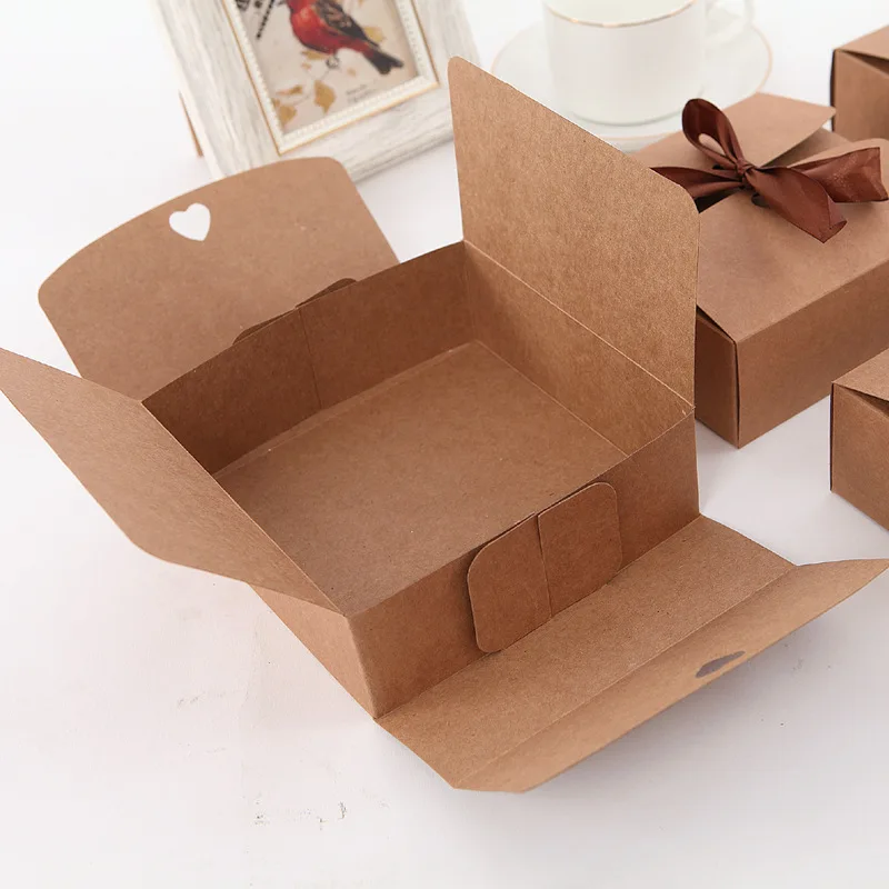 20 шт./лот, натуральная крафт-бумага, Подарочная коробка, коричневая лента, коробки для печенья, упаковка для сладостей, конфет, затяжек, коробка, подарочная коробка