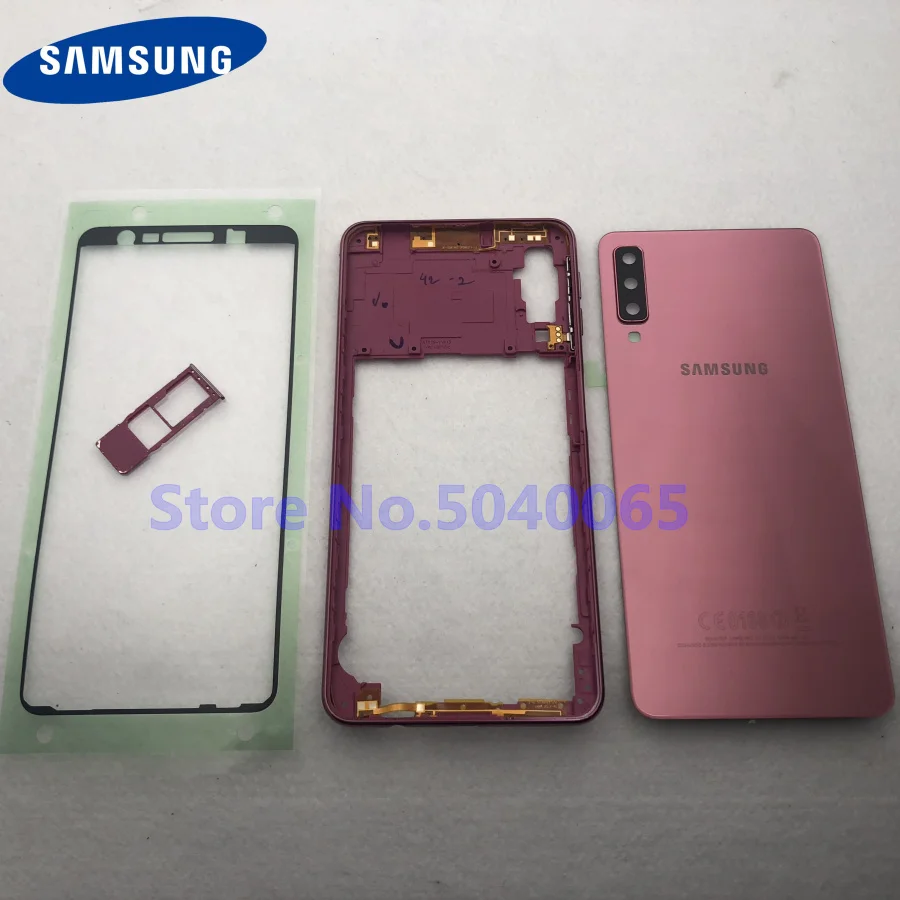 Средняя рамка Корпус Крышка для Samsung Galaxy J A7 2018 SM A750F чехол Задняя стеклянная
