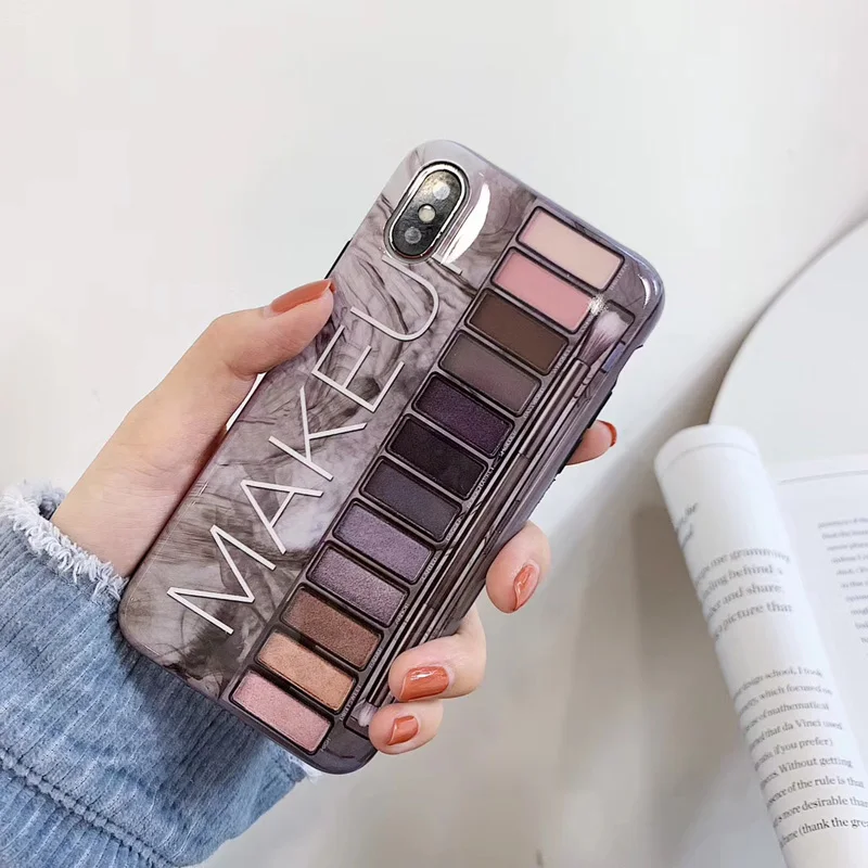 Модный женский чехол с тенями для век iPhone 11 12 PRO X XS Max XR 7 8 6 Plus Блестящий Мягкий