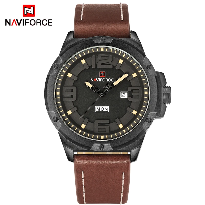 Naviorce новый модный бренд Для мужчин Спорт Часы кварцевые Дата Неделя часы человек