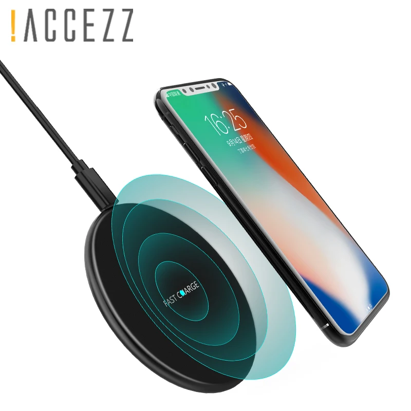 ! ACCEZZ светодиодный 7 5 Вт быстрая Qi Беспроводная зарядка для iPhone X 8 Plus 10 samsung Galaxy S8 S9