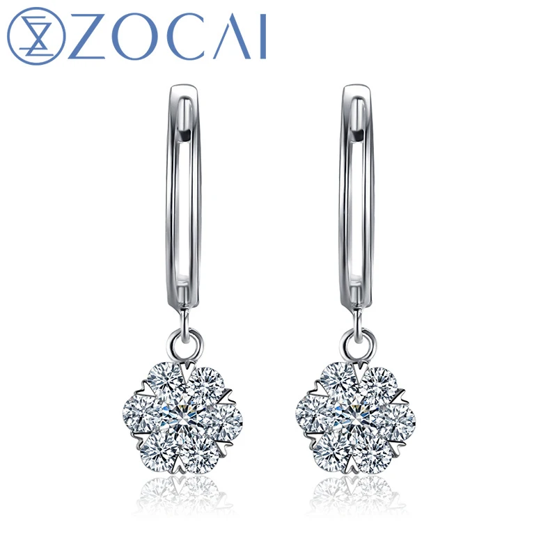 ZOCAI серьга задняя натуральный бриллиант 0,41 КТ Сертифицированный 18 K золото(AU750) серьги в подарок ей E00901