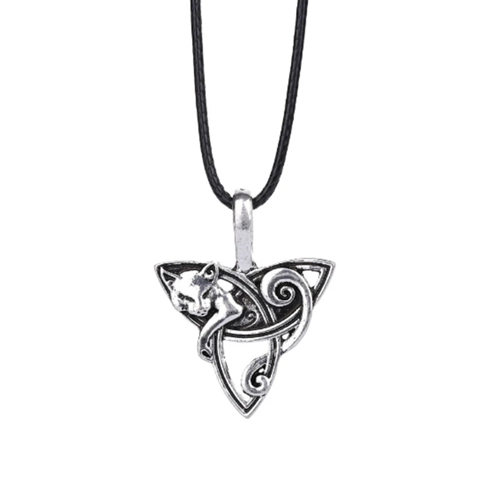 Колье с кулоном в стиле викингов лиса Triquetra Фенрир животное ожерелье для мужчин