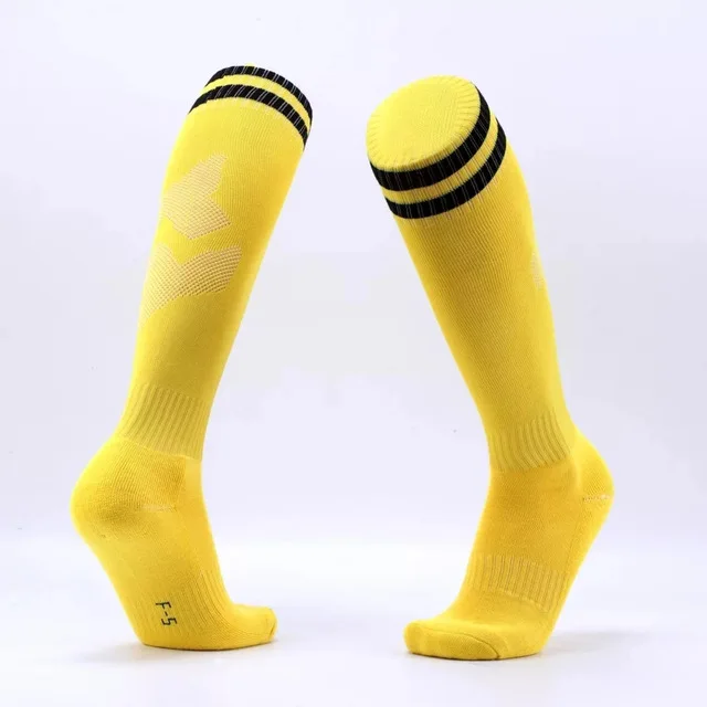 yellow Спортивные дышащие носки для бега и велоспорта футбольные гетры мужские, детские, женские, баскетбольные утепленные носки medias de futbol - Цвет: yellow