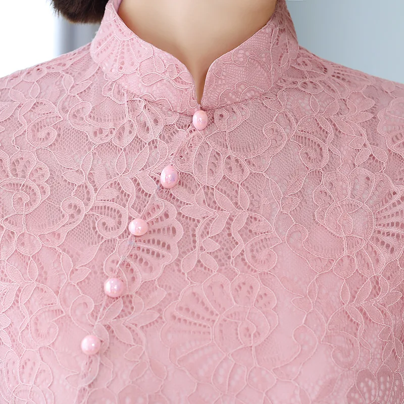 Китайское традиционное длинное женское кружевное платье Ципао Размер M-3XL |