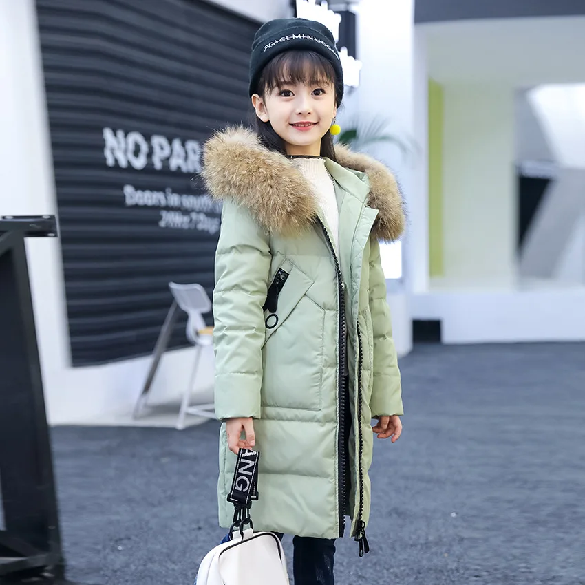 Зимние куртки пуховики для девочек пальто Длинная модель теплые маленьких