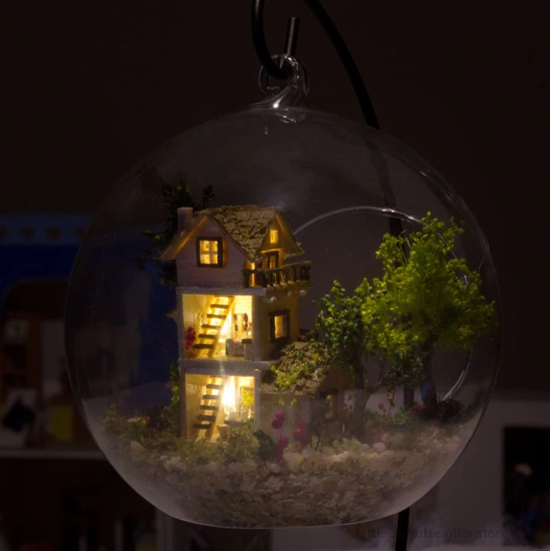 Самодельный стеклянный шар 3D миниатюрная Сборная модель Norway Tree строительные комплекты кукольных домиков с забавами для детей или взрослых креативный подарок