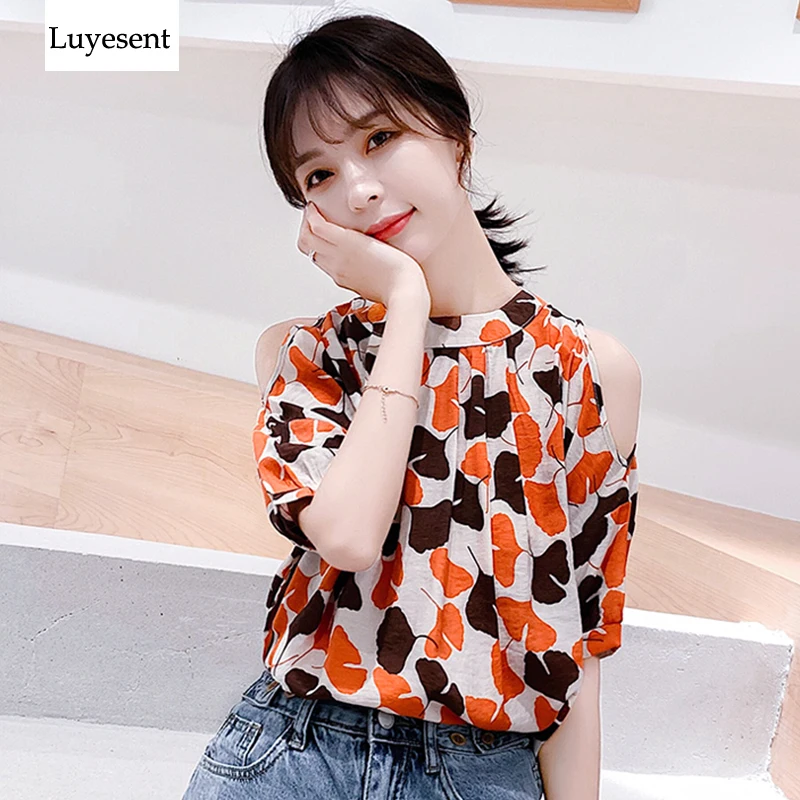 Женская летняя блузка с открытыми плечами свободная Модная Повседневная блуза