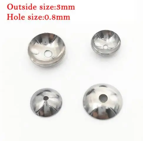 3x0.8mm 100 шт./лот, полукруглая крышка из нержавеющей стали с шариками, наконечник из шелбера для изготовления ювелирных изделий своими руками 3, 4, 5, 6, 8, 10 мм, выберите размер - Цвет: 3x0.8mm