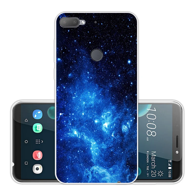 Чехол из ТПУ для HTC Desire 12 Plus синий прозрачный Ультратонкий Мягкий силиконовый