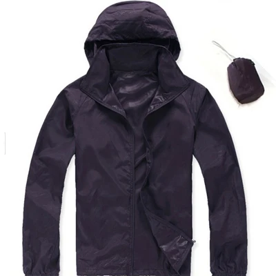 Dark Purple Новинка, мужские быстросохнущие куртки, женские пальто, ультра-светильник, Повседневная ветровка, водонепроницаемая, ветрозащитная, брендовая одежда, SEA211 - Цвет: Dark Purple