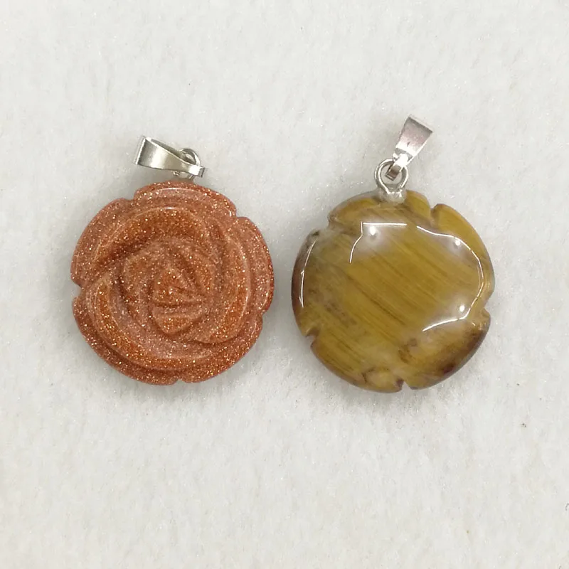 Оптовая продажа Ассорти натуральный смешанный камень Кулон талисман роза цветок