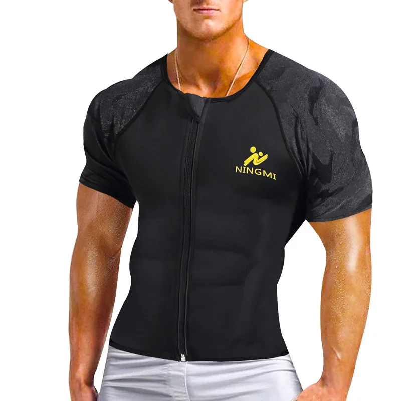 NINGMI Men Neoprene Body Shaper Slim Waist Trainer Tank Top Tummy Slimming Vest Modeling Belt Corset Mesh Shapewear Shirts Strap