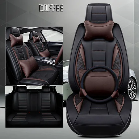Авто Кожа универсальный автомобильный чехол для сиденья для Skoda octavia Rapid octavia a5 Fabia Superb octavia a7 kodiaq yeti Subaru Forester - Название цвета: Coffee Luxury