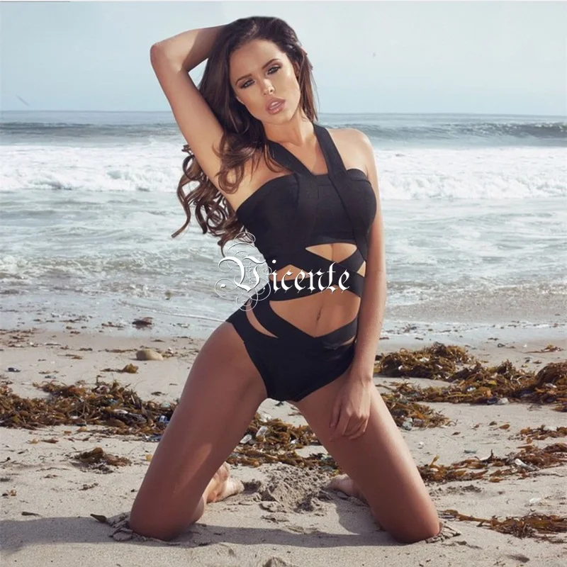 Соблазнительный купальник из искусственного шёлка с вырезом Бандажное летнее