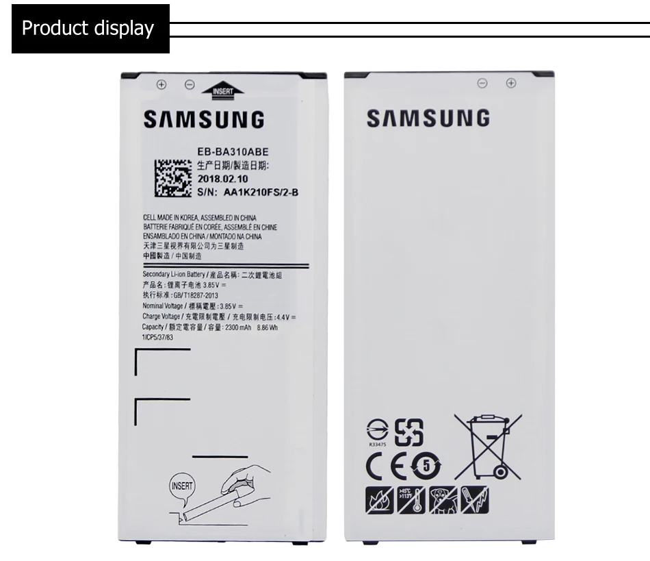 Samsung сменный аккумулятор мобильного телефона EB-BA310ABE 2300mAh для samsung GALAXY A3 Edition A310 A5310A с NFC