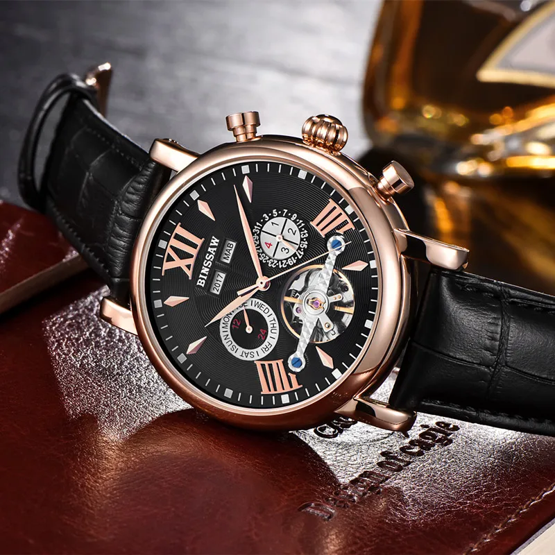BINSSAW мужской роскошный бренд часов автоматические механические модные