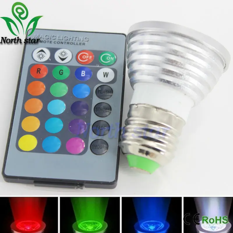 Светодиодный 16 цветов RGB прожектор E27/E14/GU10/MR16 AC 86 265v MR16 DC12v цветной светодиодный
