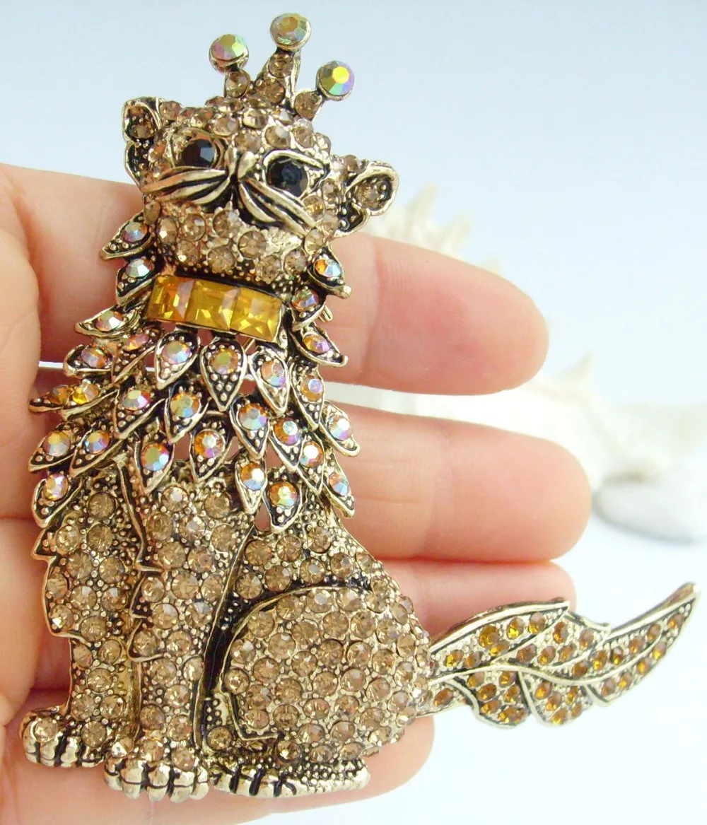 Очаровательная подвеска в виде кошки диаметром 4 92 дюйма с желтым австрийским