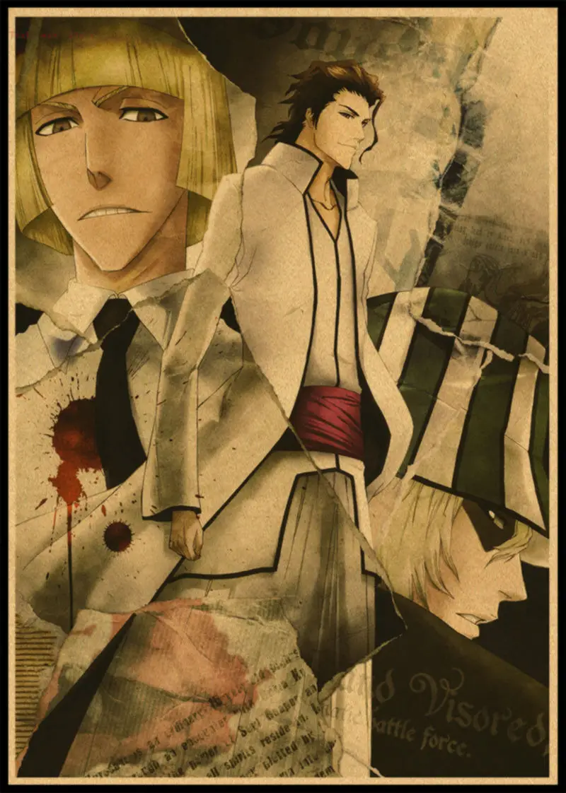 BLEACH Kurosaki ichigo Kuchiki Rukia стикер на стену плакат из крафт-бумаги японского аниме 42*30 см без рамки - Цвет: Бургундия