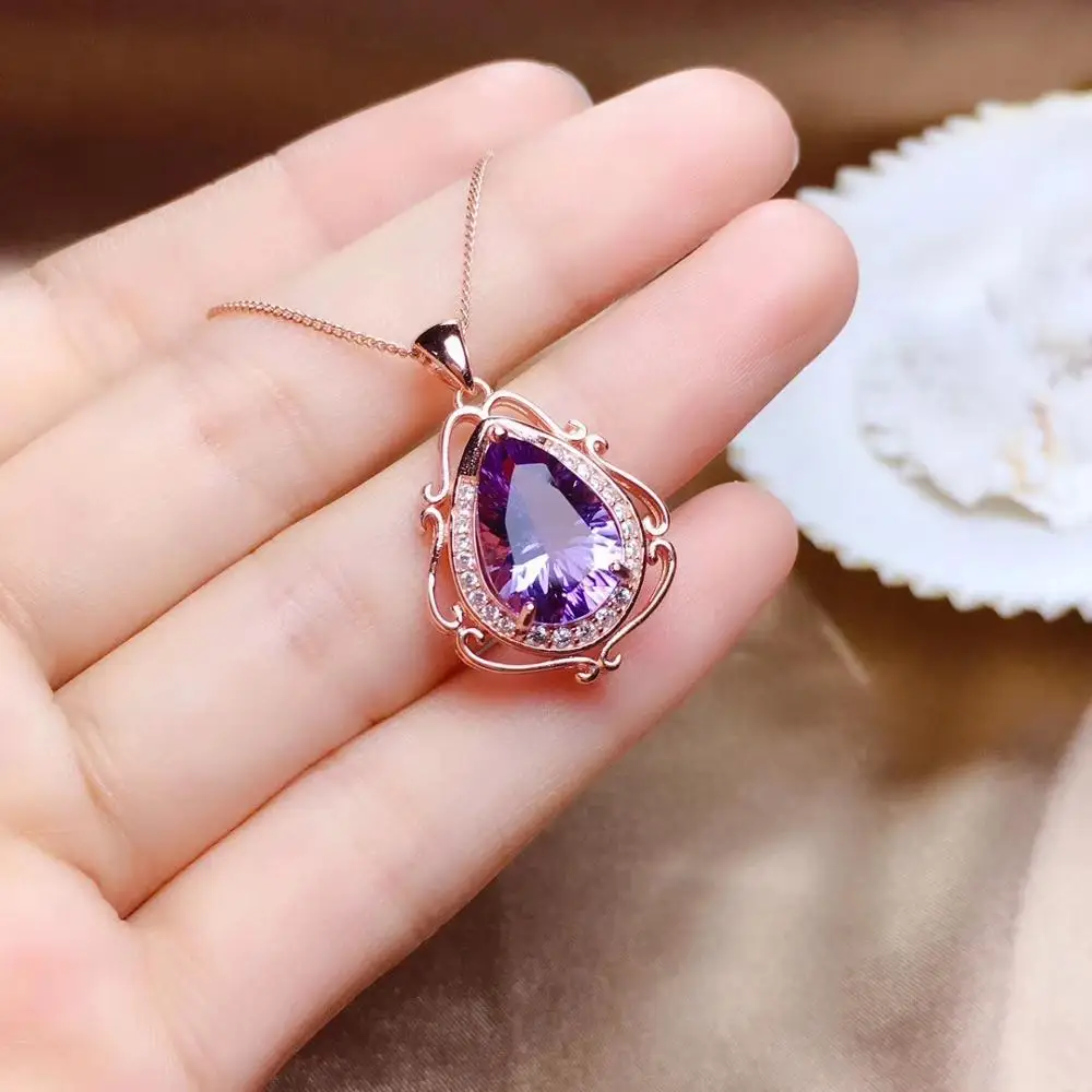 Привлекательная фиолетовая аметистовая Подвеска для колье женские Украшения