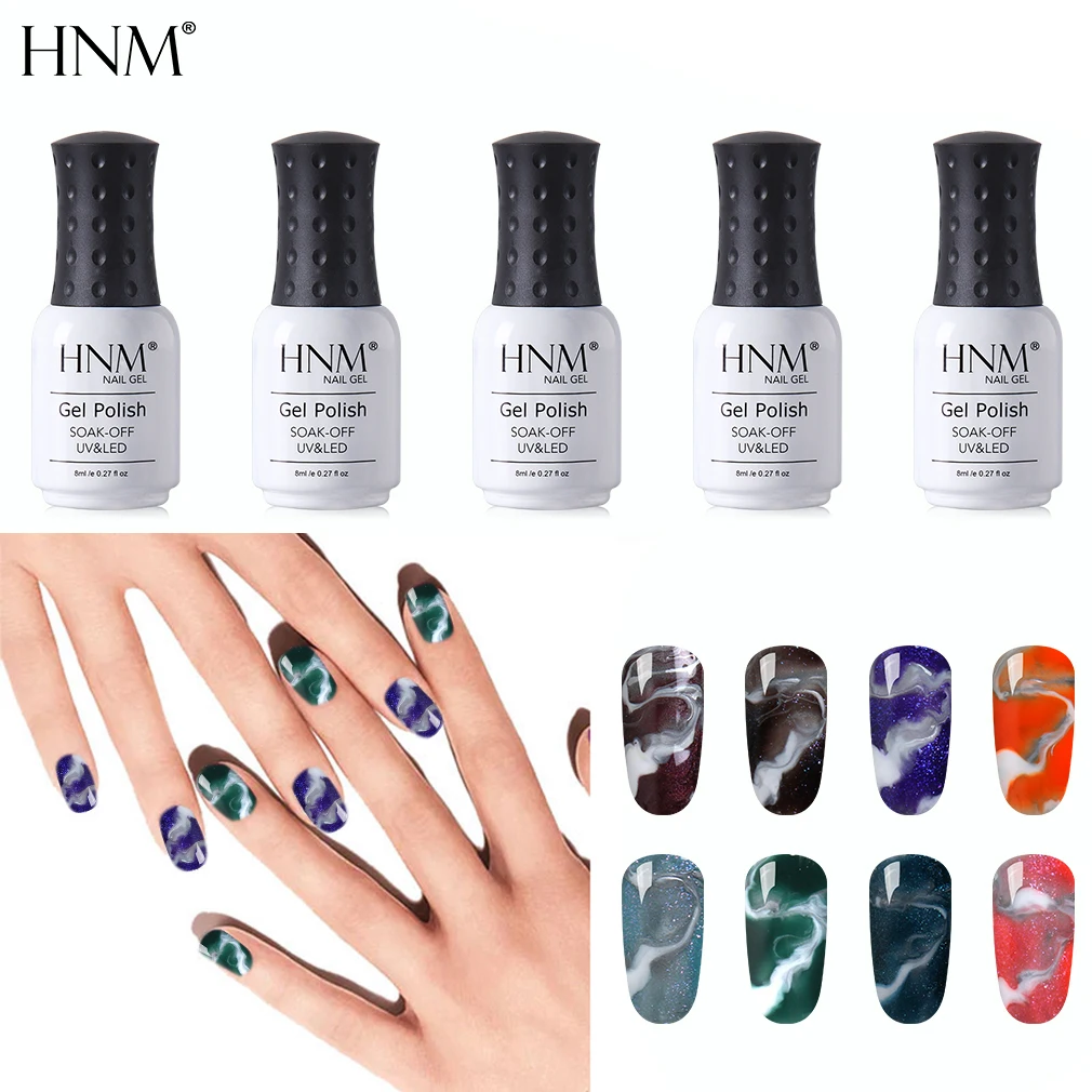 HNM Super Bling DIY светодиодный Гель-лак 8 мл отмачиваемый 20 чистых цветов лак с эмалью |