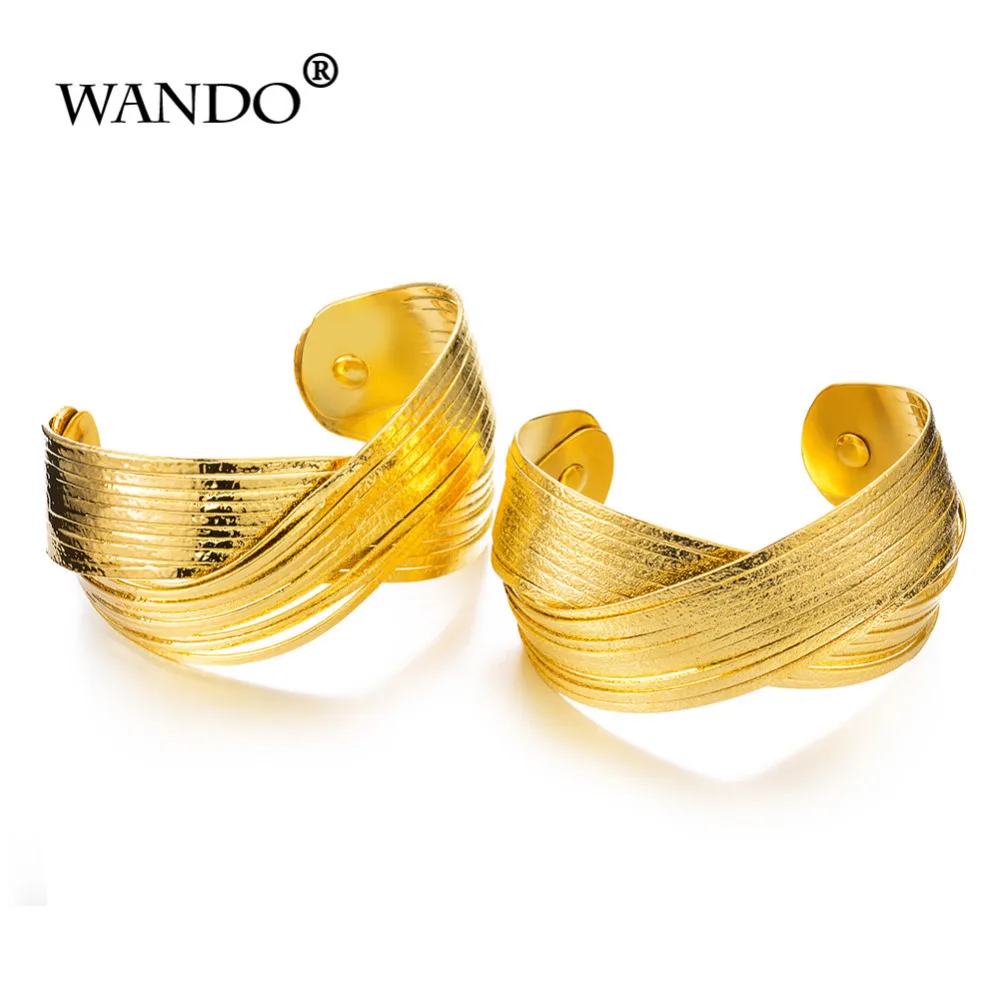 WANDO 2 шт ювелирные изделия золотистого цвета скрученный ротанг Женский широкий
