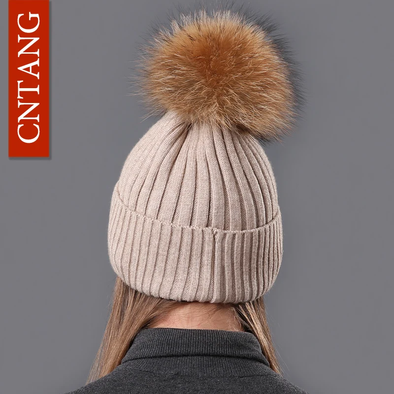 Классические осенне-зимние шапки CNTANG модная шапка из натурального меха енота